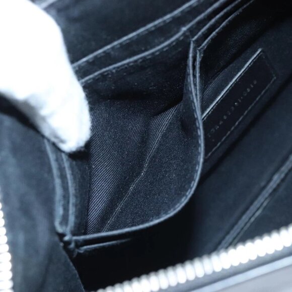 SAINT LAURENT Clutch Bag Leather Black Silver Auth bs18804 - Picture 3 of 16